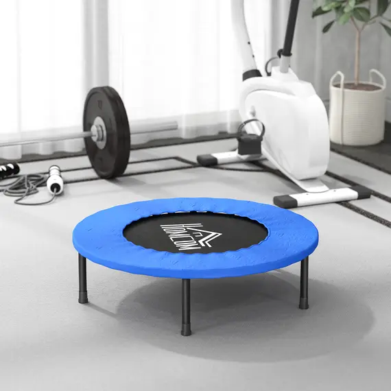 Buy HOMCOM 32" Mini Fitness Trampoline Home Gym Yoga Exercise Rebounder Indoor Outdoor Jumper with Safety Pad, Support Up to 100 KG, Blue and Black, 9 image
