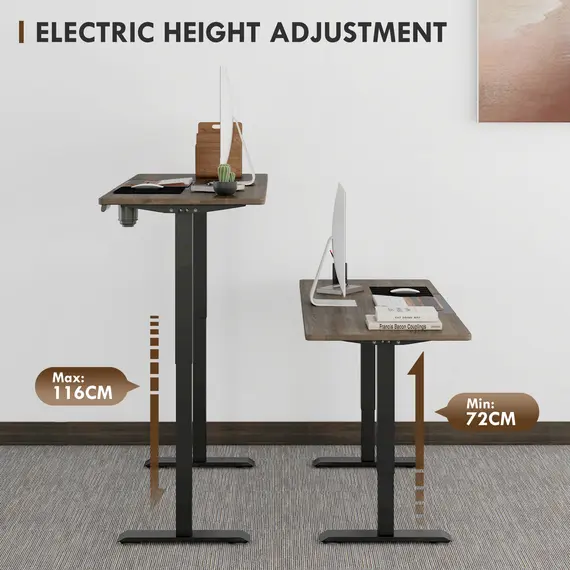 Buy Vinsetto 72-116cm Adjustable Electric Standing Desk, with LED Display - Black, 4 image