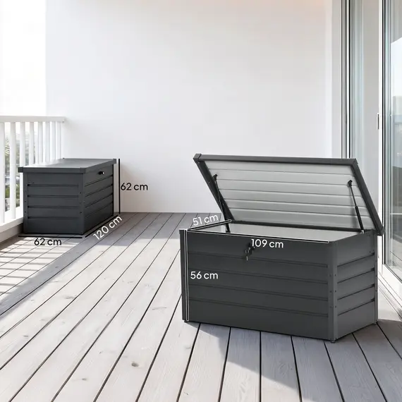 Buy 311L Galvanised Steel Garden Storage Box - Dark Grey, 3 image