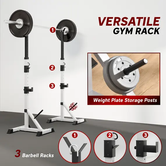 Buy HOMCOM Weights Bar Barbell Rack Squat Stand Adjustable Portable Weight Lifting Max Load 200kg, Suitable For Home Gym Training Work Out, 4 image