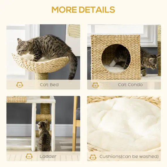 Buy Cat Tree, with Scratching Posts, Bed, Cat House - Natural Finish, 5 image