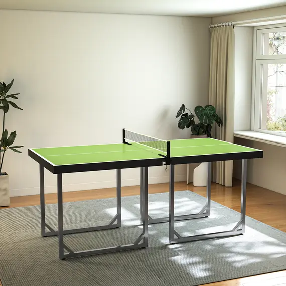 Buy HOMCOM 6ft Table Tennis Table, Ping Pong Table with Net, Foldable and Portable Ping Pong Set for Indoor Outdoor Use, Easy Assemble, Midsize, Green, 9 image