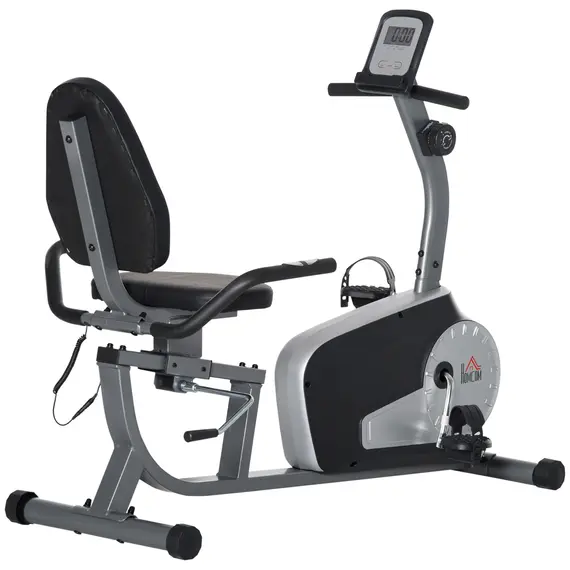 Buy HOMCOM Exercise Bike with LCD Display, Stationary Bike with Quiet 8-Level Magnetic Resistance, Adjustable Seat and Backrest, Indoor Cycling Exercise Equipment for Home Gym Fitness Workout Training