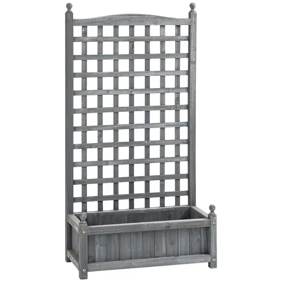 Buy Outsunny Garden Planters with Trellis for Climbing Vines, Wood Raised Beds for Garden, Flower Pot, Indoor Outdoor, Grey