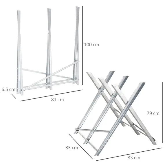 Buy Portable Sawhorse Heavy Duty Steel Adjustable Work Support, Foldable Sawhorse Stand 100 kg Weight Capacity, Silver Tone, 3 image