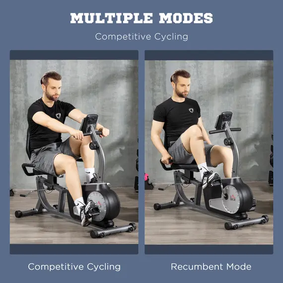 Buy HOMCOM Exercise Bike with LCD Display, Stationary Bike with Quiet 8-Level Magnetic Resistance, Adjustable Seat and Backrest, Indoor Cycling Exercise Equipment for Home Gym Fitness Workout Training, 7 image