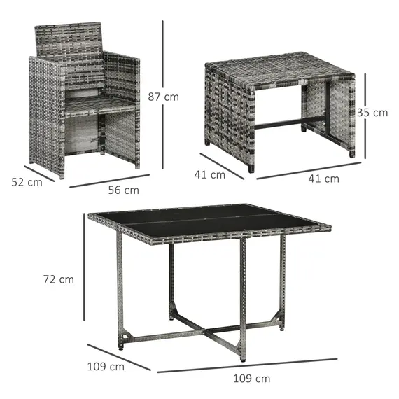 Buy Outsunny 8-Seater Rattan Furniture Set Wicker Weave Patio Dining Table Seat, 3 image