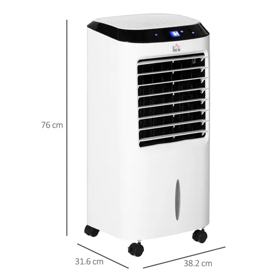 Buy HOMCOM Portable Air Cooler, Evaporative Anion Ice Cooling Fan Water Conditioner Humidifier Unit with 10L Water Tank, 3 Modes, 3 Speed, Remote, Timer, Oscillating for Home Quiet Bedroom, White, 3 image