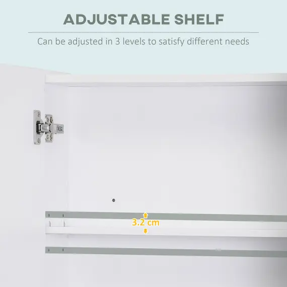 Buy Bathroom Cabinet with Mirror, Wall Mounted Bathroom Mirror Cabinet with Adjustable Shelf, 2 Doors Storage Cupboard, White, 6 image