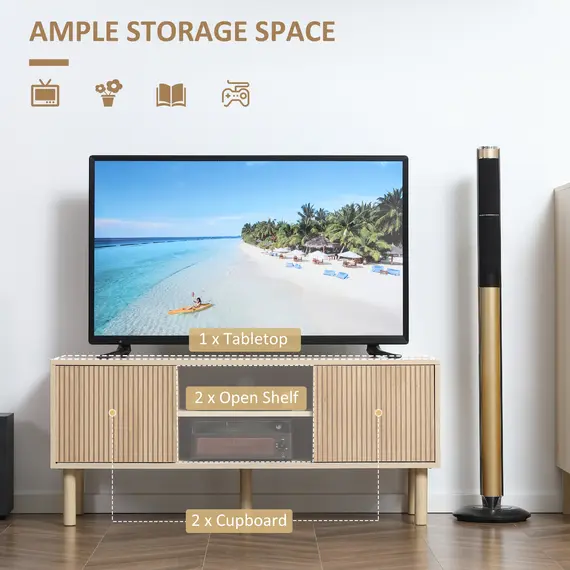 Buy Sliding Door TV Cabinet Stand - Oak Wood-Effect, 5 image