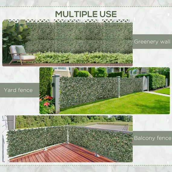 Buy 4 Pieces Expanding Trellis Fence, 2m x 1m Decorative Trellis with Artificial Leaves Garden Telescopic Hedge Privacy Screen Greenery Walls for Garden Balcony Home Decor, 6 image