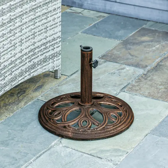 Buy 11.5 kg Cast Metal Round Patio Umbrella Base Stand, Umbrella Holder for Outdoor, Patio, Garden, Bronze Tone, 9 image