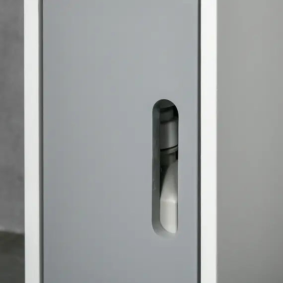 Buy Modern Bathroom Storage Cabinet, Freestanding Tall Bathroom Cabinet with Open Shelves and 3 Cupboards with Door, for Bedroom Hallway, Grey, 9 image