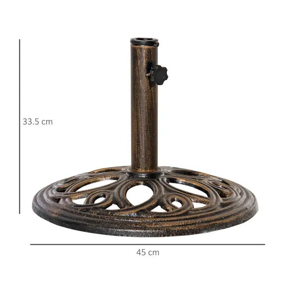 Buy 11.5 kg Cast Metal Round Patio Umbrella Base Stand, Umbrella Holder for Outdoor, Patio, Garden, Bronze Tone, 3 image