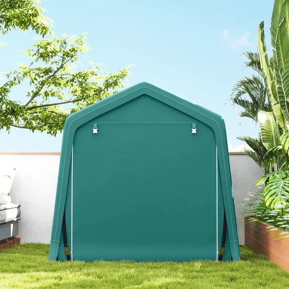 Buy Outsunny 8 x 6.5 ft Outdoor Garden Storage Shed, Waterproof Bike Tent with Double Roll-up Zipper Door for Garden Tools, Green, 8 image