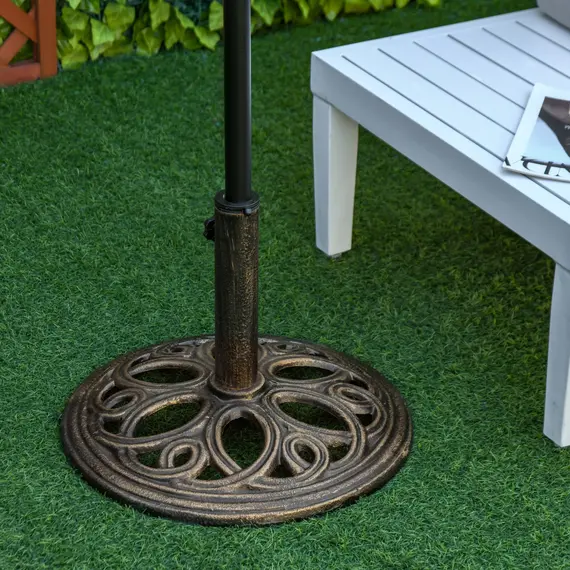 Buy 11.5 kg Cast Metal Round Patio Umbrella Base Stand, Umbrella Holder for Outdoor, Patio, Garden, Bronze Tone, 2 image