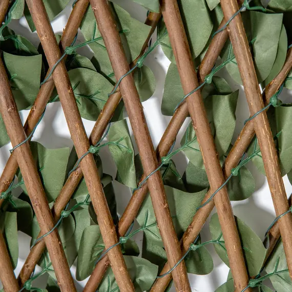 Buy 4 Pieces Expanding Trellis Fence, 2m x 1m Decorative Trellis with Artificial Leaves Garden Telescopic Hedge Privacy Screen Greenery Walls for Garden Balcony Home Decor, 9 image