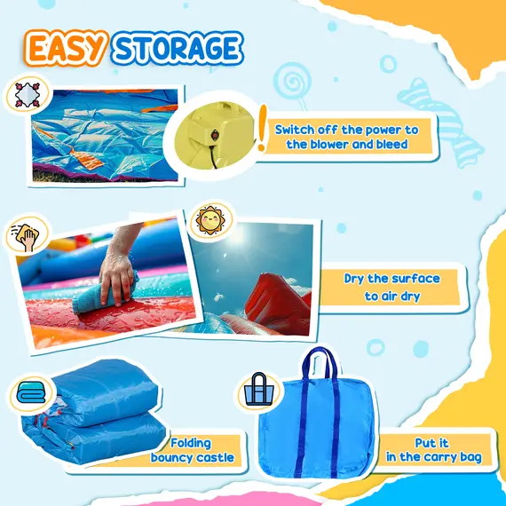 Buy 6 in 1 Kids Bouncy Castle, with Water Slide, Water Gun, Climbing Wall, Air Blower for Indoors/Outdoors, 3.9 x 3 x 2m, 8 image