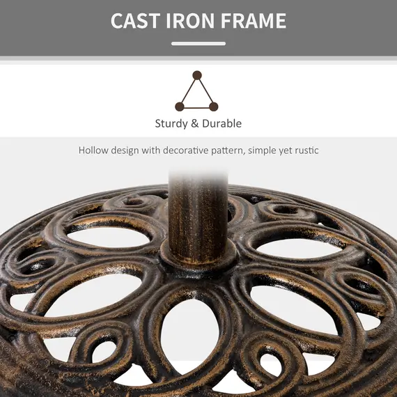 Buy 11.5 kg Cast Metal Round Patio Umbrella Base Stand, Umbrella Holder for Outdoor, Patio, Garden, Bronze Tone, 5 image