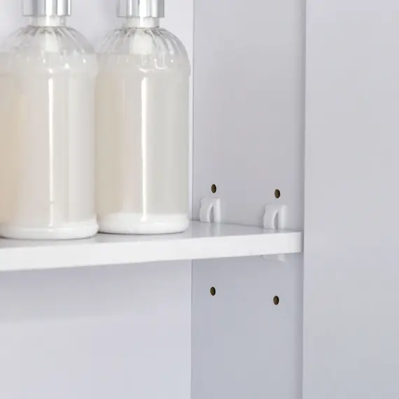 Buy Bathroom Cabinet with Mirror, Wall Mounted Bathroom Mirror Cabinet with Adjustable Shelf, 2 Doors Storage Cupboard, White, 9 image