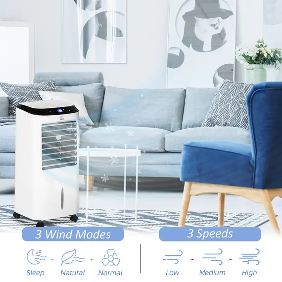 Buy HOMCOM Portable Air Cooler, Evaporative Anion Ice Cooling Fan Water Conditioner Humidifier Unit with 10L Water Tank, 3 Modes, 3 Speed, Remote, Timer, Oscillating for Home Quiet Bedroom, White, 5 image