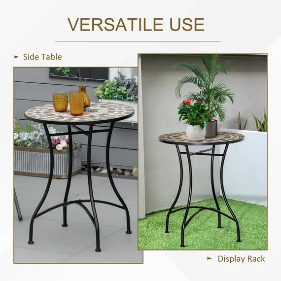 Buy 60cm Mosaic Outdoor Patio Table - Grey, 5 image