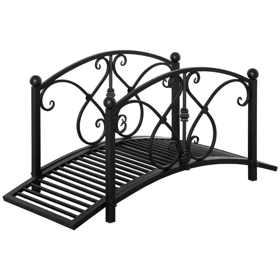 Buy Outsunny 102L x 48W x 49H Classic Metal Garden Bridge with Safety Railings Arc Footbridge Decorative Pond Bridge for Backyard Creek Stream, Black