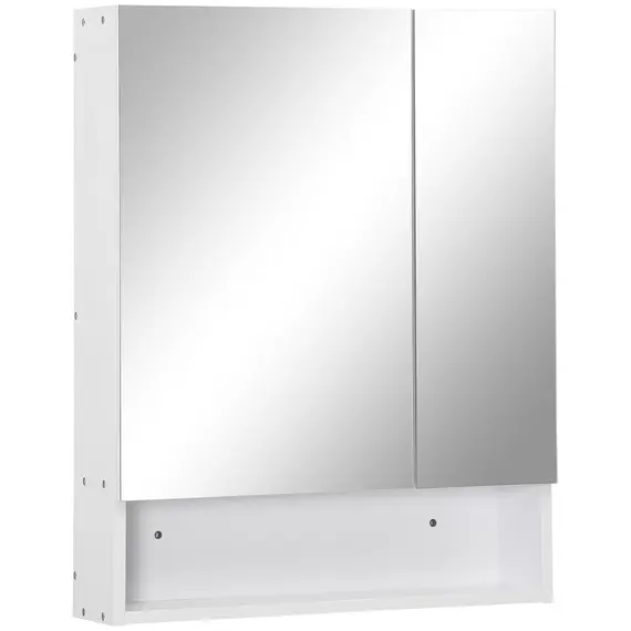 Buy Bathroom Cabinet with Mirror, Wall Mounted Bathroom Mirror Cabinet with Adjustable Shelf, 2 Doors Storage Cupboard, White