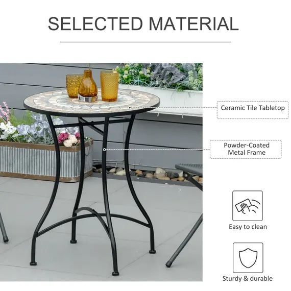 Buy 60cm Mosaic Outdoor Patio Table - Green, 6 image