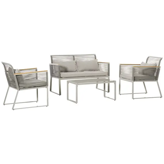 Buy 4 Pieces Rattan Garden Furniture Set - Grey