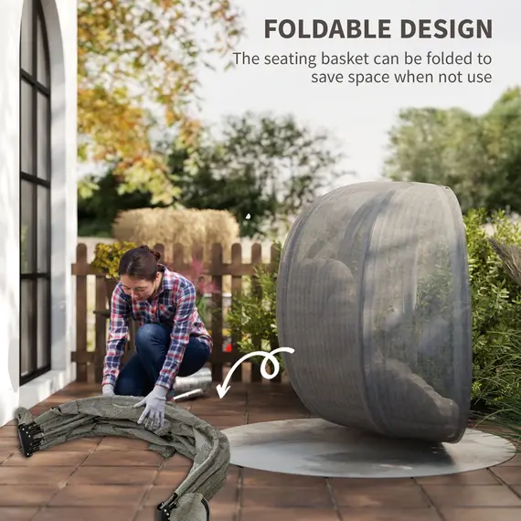 Buy Double Hanging Egg Chair 2 Seaters Texteline Swing Hammock Chair with Stand, Cushion and Folding Design, for Indoor and Outdoor, Brown, 5 image