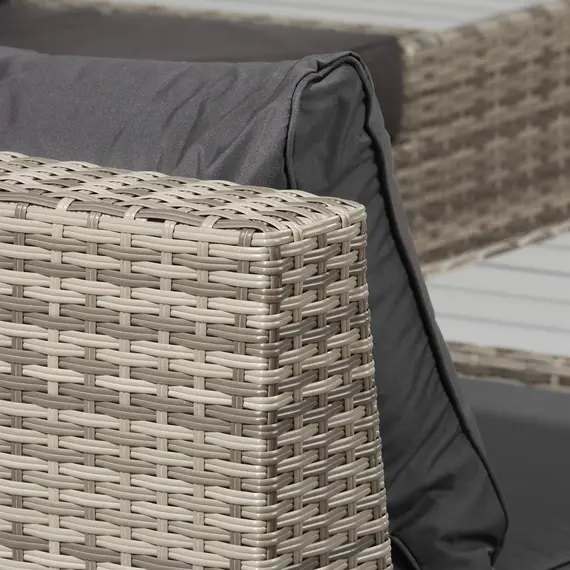 Buy Outsunny 4 PCs Rattan Garden Furniture Outdoor Sectional Corner Sofa and Coffee Table Set  Conservatory Wicker Weave Furniture with Armrest and Cushions - Light Grey, 8 image