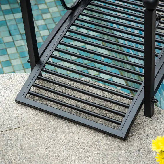 Buy Outsunny 102L x 48W x 49H Classic Metal Garden Bridge with Safety Railings Arc Footbridge Decorative Pond Bridge for Backyard Creek Stream, Black, 6 image
