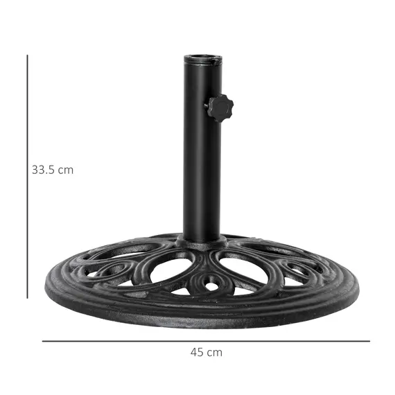 Buy 11.5 kg Cast Metal Round Patio Umbrella Base Stand, Umbrella Holder for Outdoor, Patio, Garden, Black, 3 image