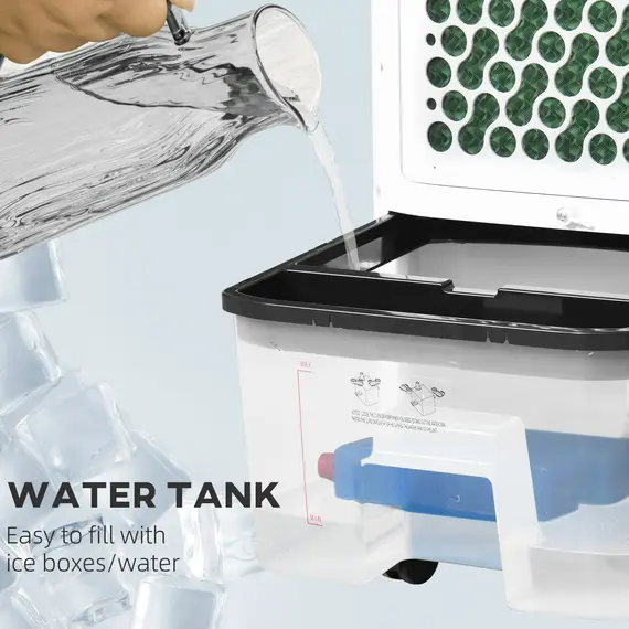 Buy HOMCOM Portable Air Cooler, Evaporative Anion Ice Cooling Fan Water Conditioner Humidifier Unit with 10L Water Tank, 3 Modes, 3 Speed, Remote, Timer, Oscillating for Home Quiet Bedroom, White, 4 image