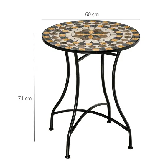 Buy 60cm Mosaic Outdoor Patio Table - Grey, 3 image