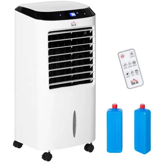 Buy HOMCOM Portable Air Cooler, Evaporative Anion Ice Cooling Fan Water Conditioner Humidifier Unit with 10L Water Tank, 3 Modes, 3 Speed, Remote, Timer, Oscillating for Home Quiet Bedroom, White