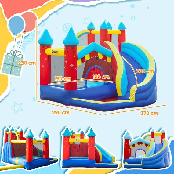 Buy Kids Bouncy Castle, with Slide, Pool, Trampoline, Climbing Wall, Blower, 3 image