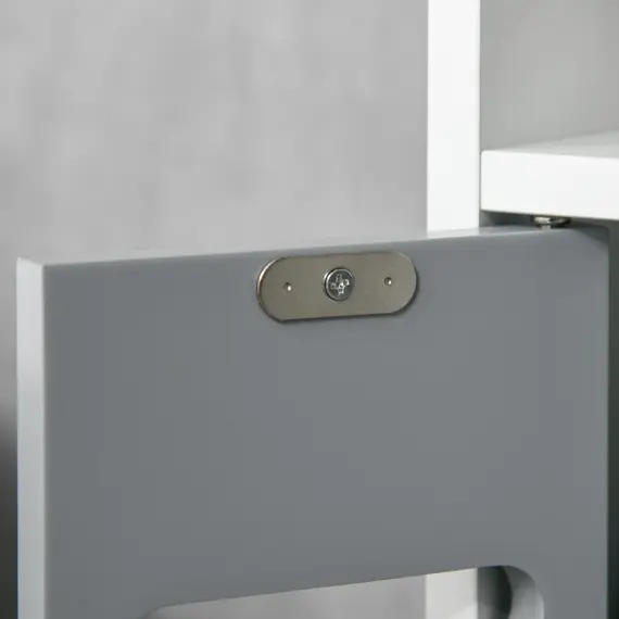 Buy Modern Bathroom Storage Cabinet, Freestanding Tall Bathroom Cabinet with Open Shelves and 3 Cupboards with Door, for Bedroom Hallway, Grey, 8 image