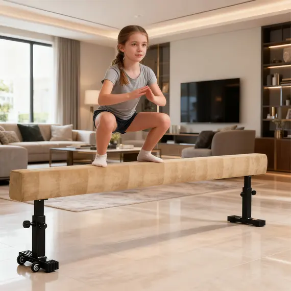 Buy HOMCOM 7.5ft Adjustable Balance Beam, Gymnastics Beam with Wheels, Gymnastics Equipment for 6+ Years Old Training, 8 image
