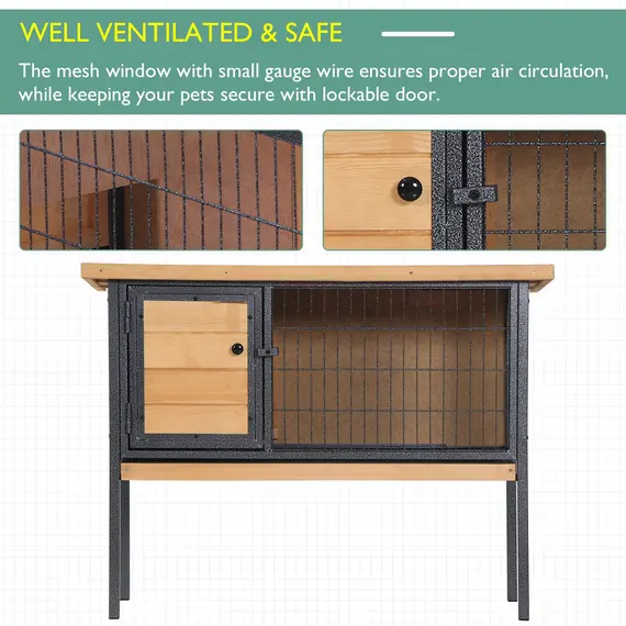 Buy Wooden Guinea Pigs Hutches Elevated Pet House Bunny with Slide-Out Tray Outdoor Natural, 6 image
