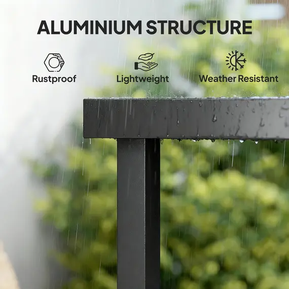 Buy Outsunny Aluminium Outdoor Garden Dining Table for 8 People, Faux Wood Top, for Garden, Patio, 190 x 90 x 74cm, Black, 6 image