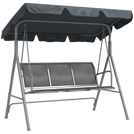 Buy 3 Seater Swing Chair, Garden Swing Bench with Adjustable Tilting Canopy, Breathable Mesh Seat and Heavy Duty Metal Frame for Patio, Garden, Dark Grey