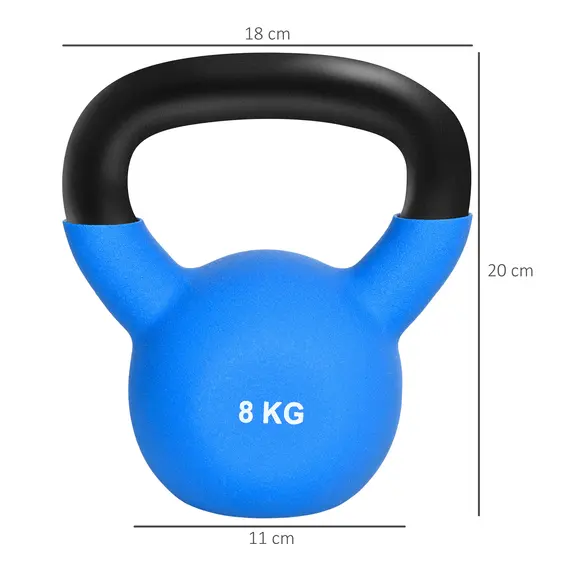 Buy HOMCOM Kettlebell, 8kg Kettle Bell with Non-Slip Handle for Home Gym Weight Lifting and Strength Training, Blue, 3 image