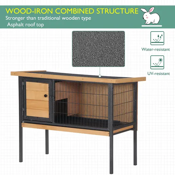 Buy Wooden Guinea Pigs Hutches Elevated Pet House Bunny with Slide-Out Tray Outdoor Natural, 4 image