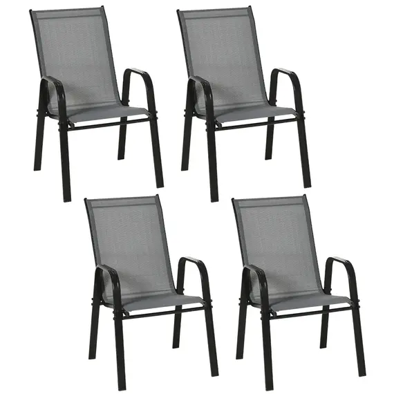 Buy Set of Four Stackable Mesh Seat Chairs - Dark Grey