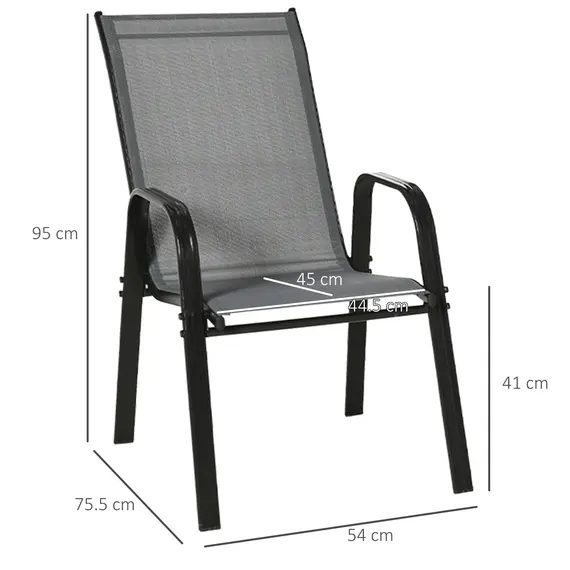 Buy Set of Four Stackable Mesh Seat Chairs - Dark Grey, 3 image