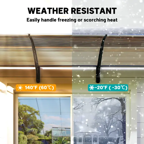 Buy Outsunny Front Door Canopy, Outdoor Awning, Rain Shelter, 303 x 96cm , Brown, 6 image