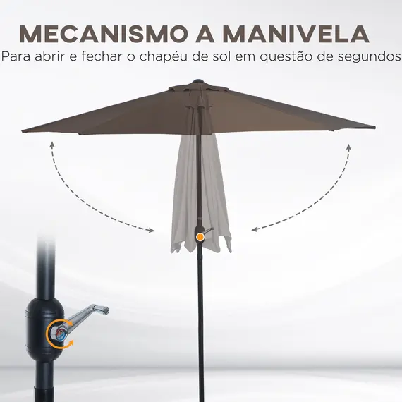Buy Outsunny 2.7m Balcony Half Parasol Garden Outdoor Umbrella 5 Steel Ribs - Brown, 4 image