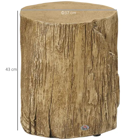 Buy Tree Stump End Table, Round Concrete Side Table for Indoor and Outdoor Use, Natural Wood Effect, 3 image